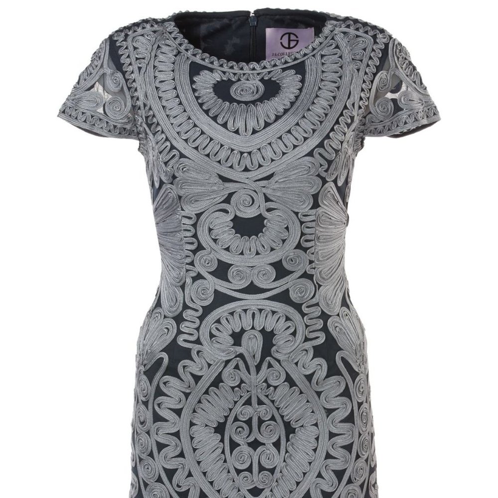 JS Collections New Dress Soutache Ribbon Lace Mesh Sheath Gown CHIC Women's๐HP - Picture 5 of 12